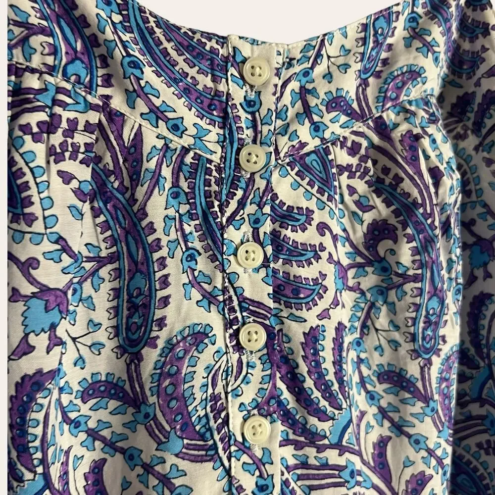 J.Crew Tiered Cotton Voile Purple Paisley Print Maxi Dress Size XS